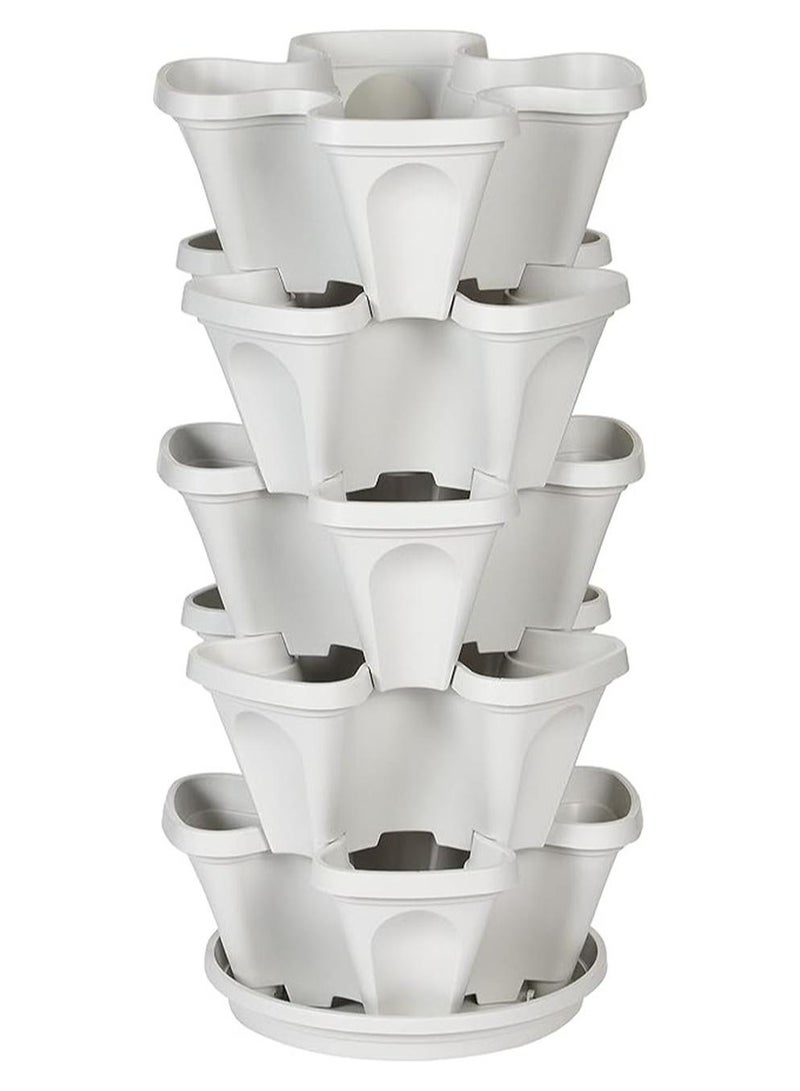 Mr. Stacky 5 Tier Stackable Strawberry, Herb, Flower, and Vegetable Planter - Vertical Garden Indoor/Outdoor