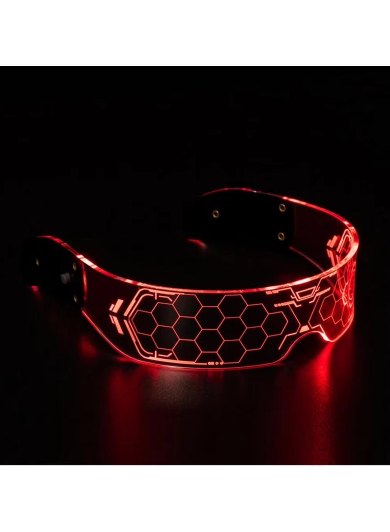POLITE Honey Comb Led Party Eyewear Glasses, Colorful LED Glowing Sunglasses for Night Out, Music Bar, Club For Men and Women - Image 2