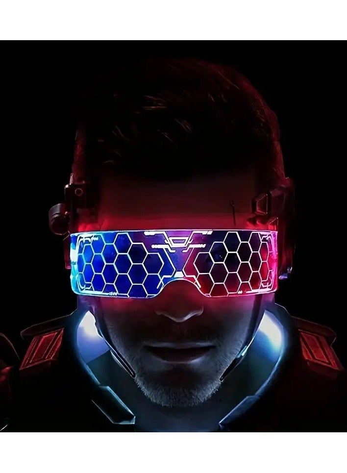POLITE Honey Comb Led Party Eyewear Glasses, Colorful LED Glowing Sunglasses for Night Out, Music Bar, Club For Men and Women - Image 5