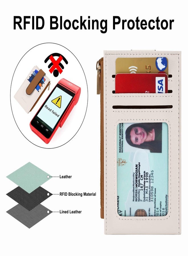 Chelmon Women's RFID Slim Card Holder Wallet: Thin Bifold with Multi-Card Case & Zipper Coin Pocket Purse (Beige Brown) - Image 3