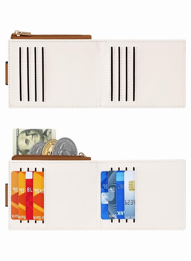 Chelmon Women's RFID Slim Card Holder Wallet: Thin Bifold with Multi-Card Case & Zipper Coin Pocket Purse (Beige Brown) - Image 5