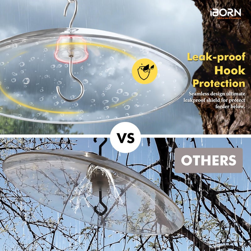 iBorn Baffles for Bird Feeders, 13â€ Bird Feeder Cover for Rain Guard, Birds Feeders Rain Guard, Full Protection for Feeders for Outdoors, Chew-Proof Polycarbonate, Pack of 2, Transparent - Image 5