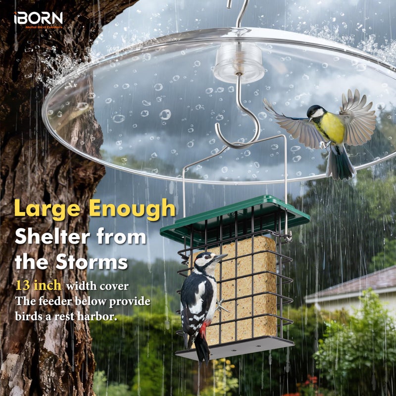 iBorn Baffles for Bird Feeders, 13â€ Bird Feeder Cover for Rain Guard, Birds Feeders Rain Guard, Full Protection for Feeders for Outdoors, Chew-Proof Polycarbonate, Pack of 2, Transparent - Image 3