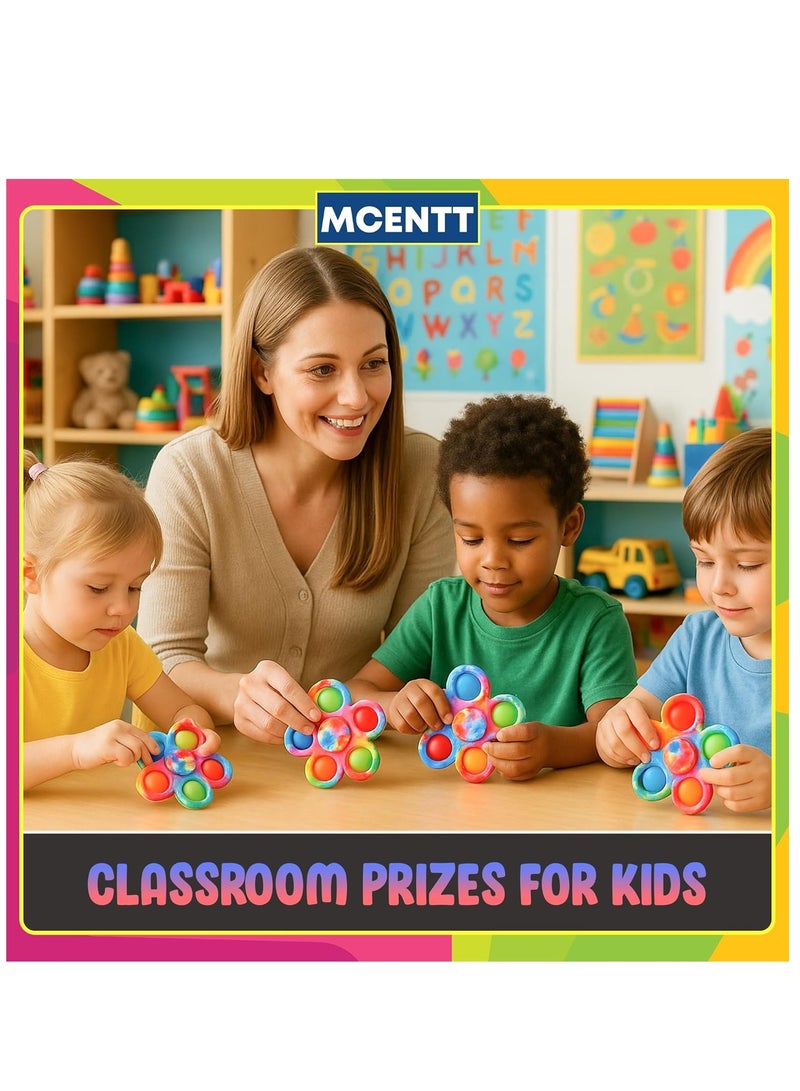 MCENTT 4-Pack Tie-Dye Flower Pop It Fidget Spinner Set – Sensory & Stress Relief Toys for Kids, Teens & Adults - Image 3