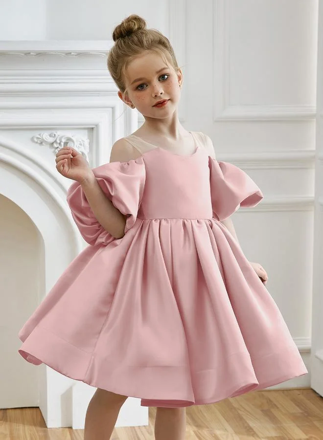 Take Two Pink Cold Shoulder Flared Dress