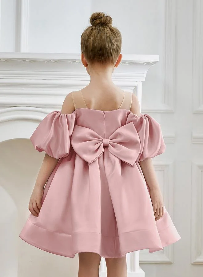 Take Two Pink Cold Shoulder Flared Dress
