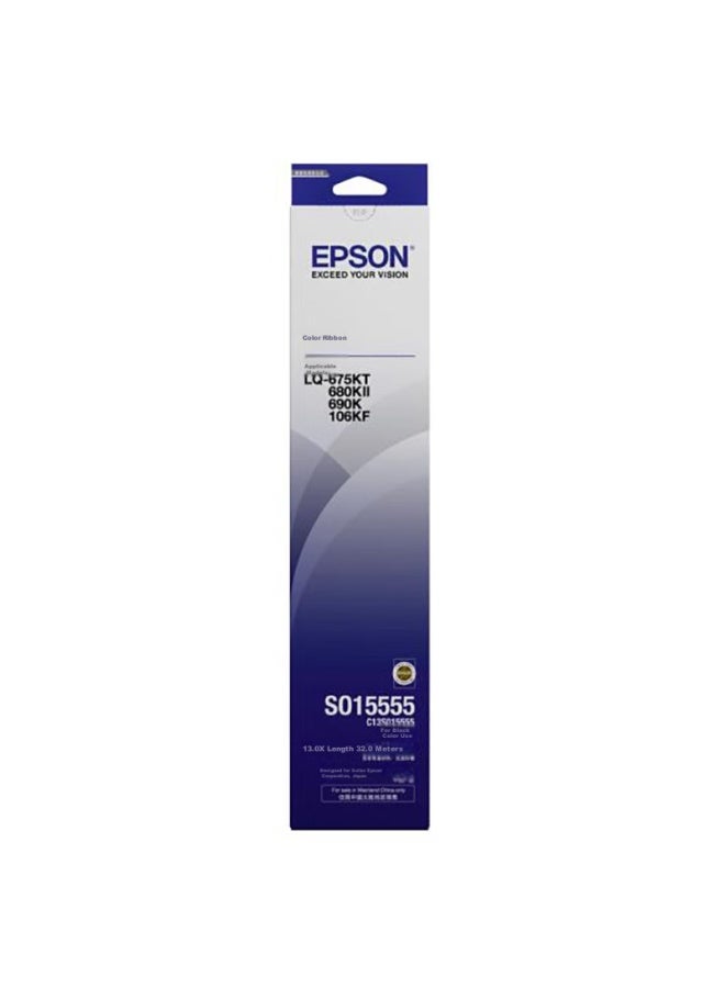 إبسون Epson C13s015555 خرطوشة شريط أصلية (مع قلب الشريط) (متوافقة مع موديلات Lq-675kt/680kii/690k/106kf) معدات - Image 1