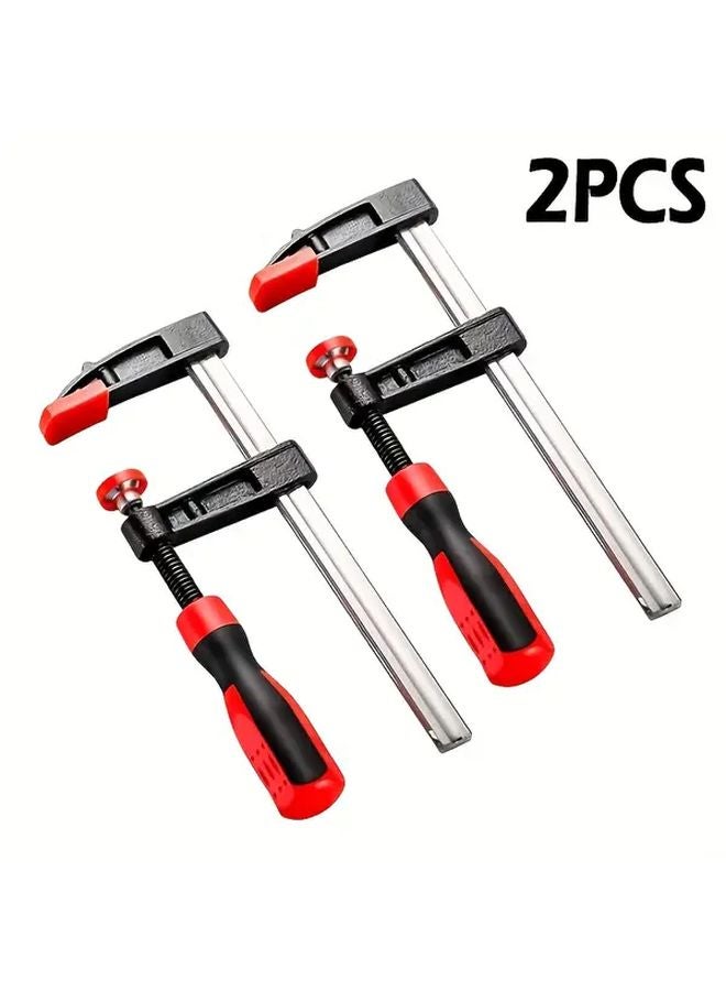 2pcs Industrial Grade Adjustable Steel F Clamps 3 Inch Jaw Depth 500lb Capacity - Image 1