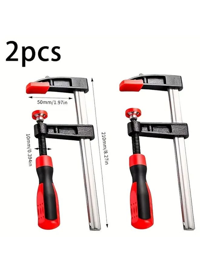 2pcs Industrial Grade Adjustable Steel F Clamps 3 Inch Jaw Depth 500lb Capacity - Image 2