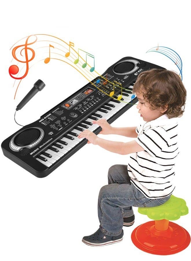 61 Key Electronic Piano Toy with Microphone, Record Function, 8 Sounds, Educational Learning Gift for Boys and Girls - Image 1