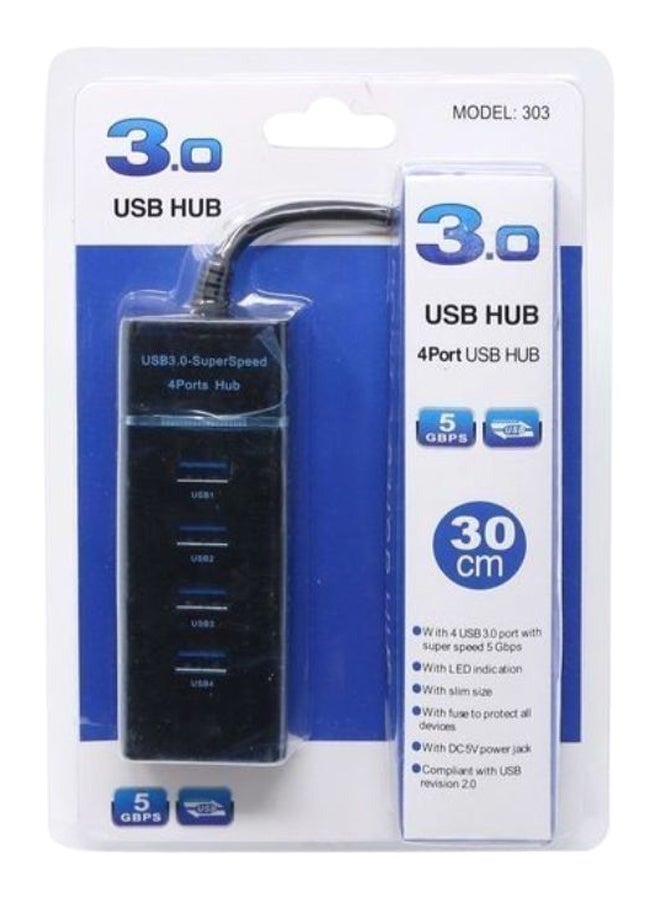 موزع بـ 4 منافذ USB 3.0 فائق السرعة أسود 