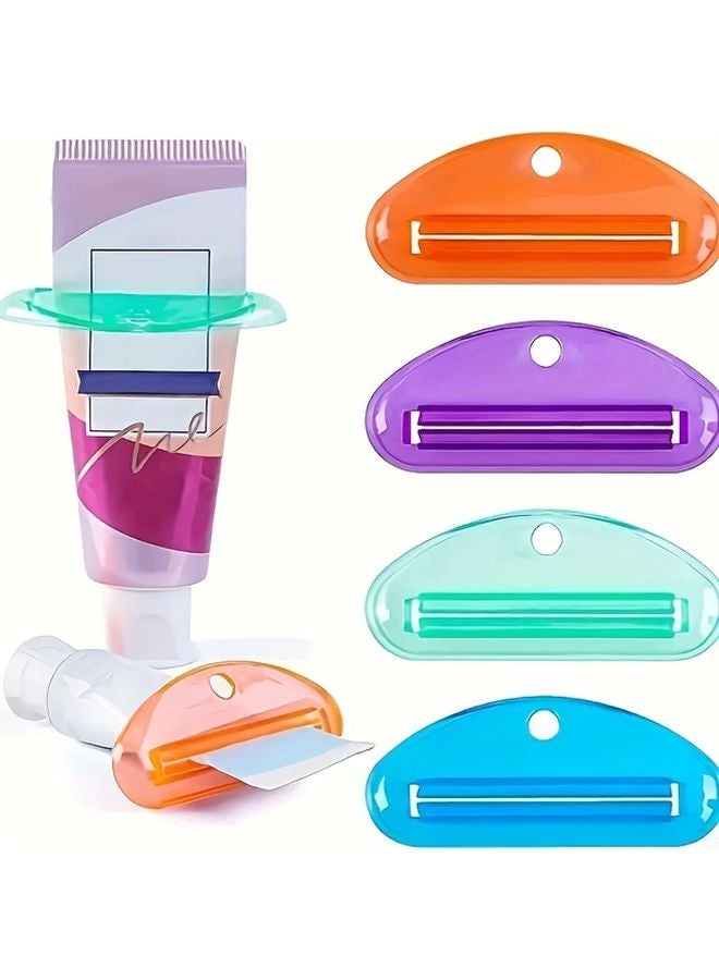 4pcs Random Color Toothpaste Squeezer Set Manual Dispenser With Secure Clip Bathroom Organization - Image 4