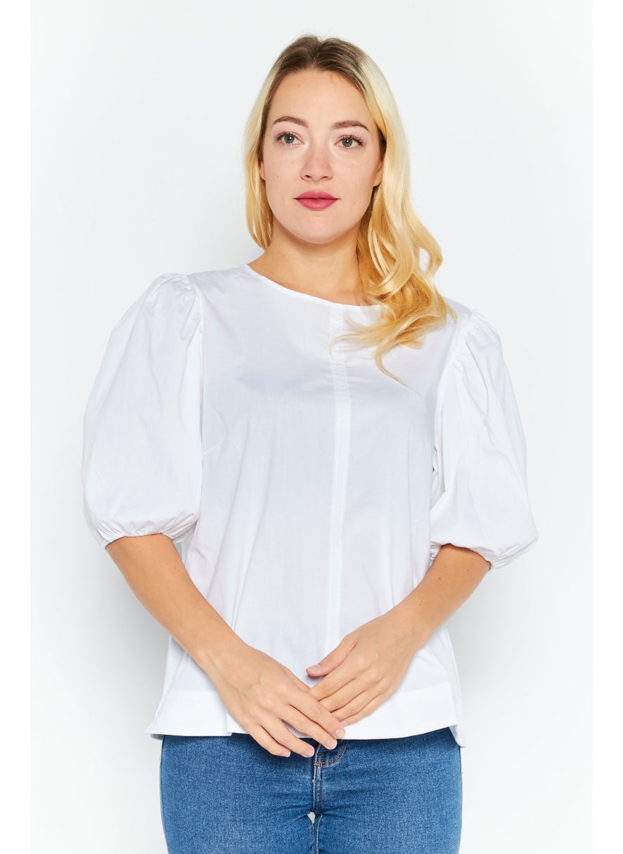 Women Jewel Neck Short Sleeves Solid Blouse, White - pzsku/ZDA4C71391B1A6473D317Z/45/_/1724351102/5b50b1c4-99bf-4833-8105-e13c38dcdc67