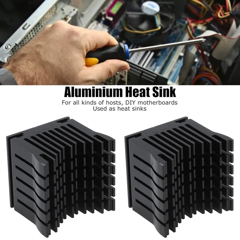 Aluminium Heatsink Cooler for 3D Printer, Black, 2Pcs, 40x39x36mm - High Heat Conduction, Anodized Surface, Compatible with Motherboards and Chipset Cooling (Black) - Image 2