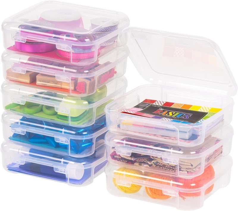 IRIS Power tool case パワー ツール ケース صناديق تخزين ورق سكرابوك 6" × 6" من IRIS USA، عبوة 8، مصنوعة من البلاستيك السميك القابل للنقل مع مقبض مدمج لوازم الفن والحرف، مستندات المكتب، القرطاسية، الصور - شفاف - Image 1
