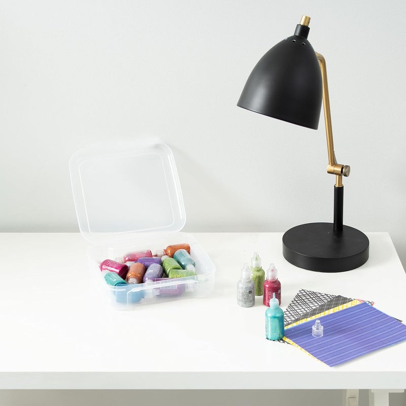 IRIS Power tool case パワー ツール ケース صناديق تخزين ورق سكرابوك 6" × 6" من IRIS USA، عبوة 8، مصنوعة من البلاستيك السميك القابل للنقل مع مقبض مدمج لوازم الفن والحرف، مستندات المكتب، القرطاسية، الصور - شفاف - Image 5