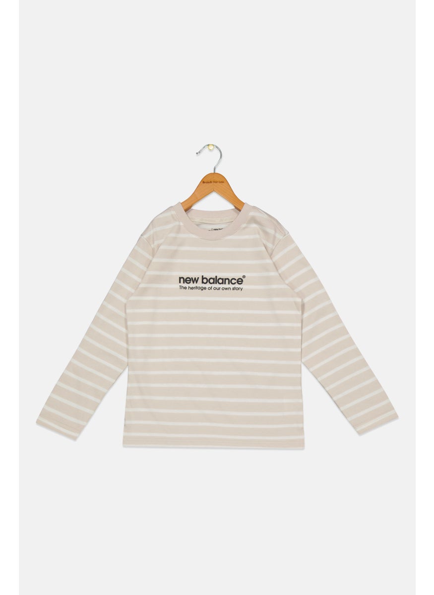 New Balance Kids Girl Brand Logo Top, Beige  - Image 1