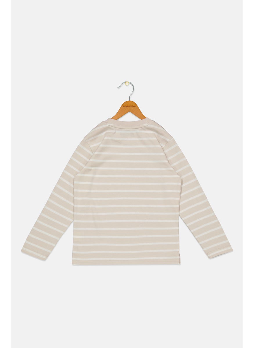 New Balance Kids Girl Brand Logo Top, Beige  - Image 2