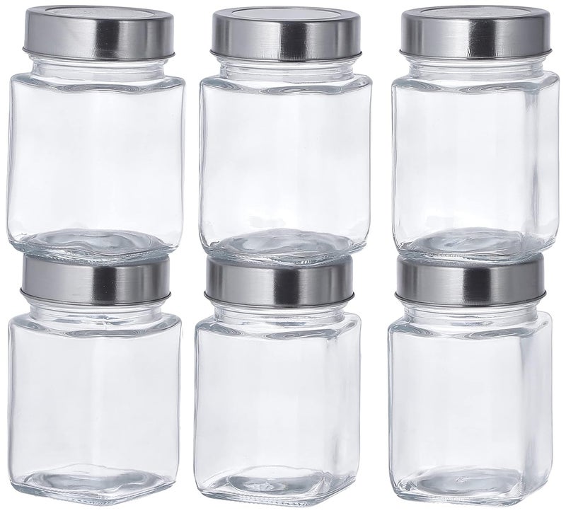 CROCO JAR Square Glass Storage Containers Transparent 650 ML CUBICAL PACK OF 6 - Image 3