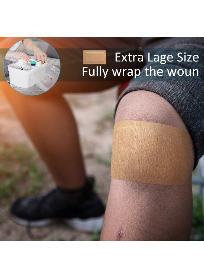 10 قطع من لصقات لاصقة مرنة كبيرة جدًا 5" × 3" من القماش المعقم مع وسادة غير لاصقة، مقاومة للماء وخالية من اللاتكس للعناية بالجروح - Image 4
