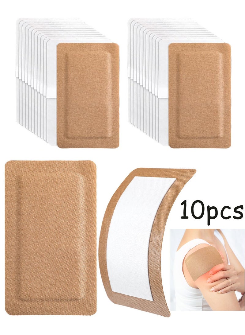 10 قطع من لصقات لاصقة مرنة كبيرة جدًا 5" × 3" من القماش المعقم مع وسادة غير لاصقة، مقاومة للماء وخالية من اللاتكس للعناية بالجروح - Image 1