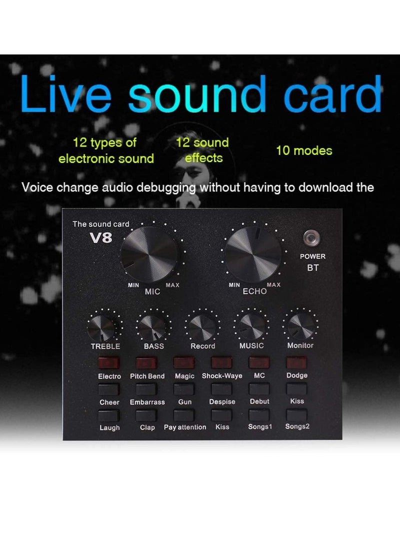 LEDIN V8 Live Sound Card,Mini Sound Mixer Board Portable Audio Mixer Voice Changer Sound Card Support Mobile Phone Tablet Computer Laptop,Volume Adjustable for Music Recording Karaoke Singing Broadcast  - Image 4