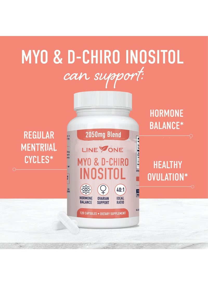 LINE ONE Myo & D-Chiro Inositol 2050 mg ,Fertility and Pcos Support, Hormone Balance,Dietary Supplement 120 Capsules  - Image 2