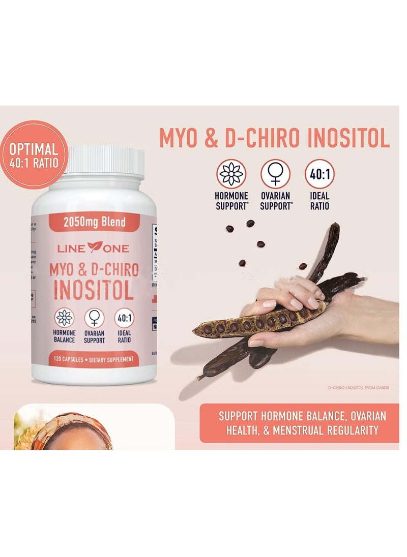 LINE ONE Myo & D-Chiro Inositol 2050 mg ,Fertility and Pcos Support, Hormone Balance,Dietary Supplement 120 Capsules  - Image 3