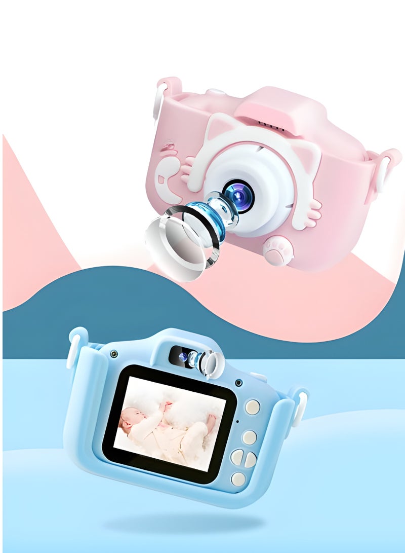 AROAQ Kids Camera, HD 1080p Shockproof Children Video Camera, Portable Mini  Dual Camera Toy, Multiple Functions Digital Camera For Girls Boys, (x5s HD dual camera dolphin pink + 32g card + card reader) - Image 3