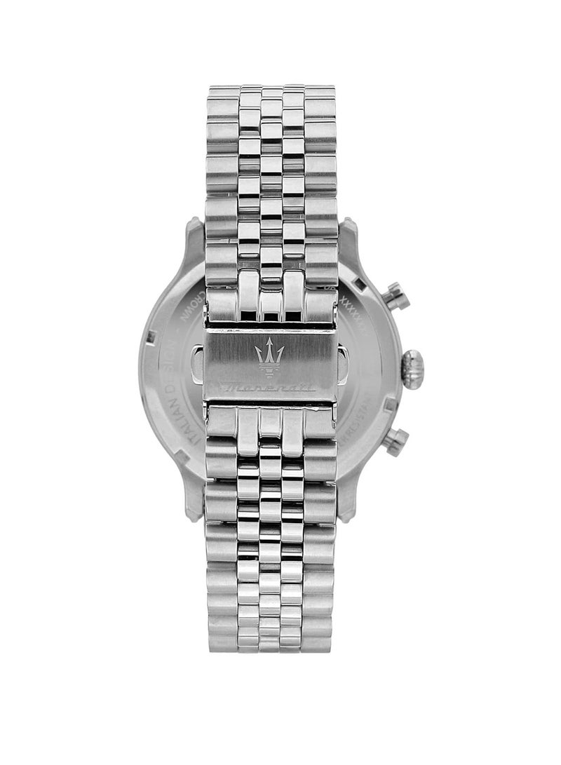 Maserati ساعة رجال إيبوقا فضية من الفولاذ المقاوم للصدأ بقرص أخضر R8873618033 - 42 مم - Image 3