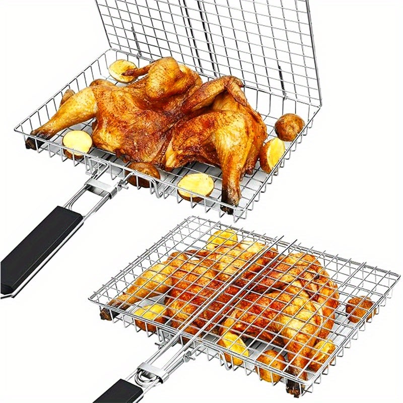 PETO 1 Piece BBQ Grill Mesh, Fish & Vegetable Grilling Tool, Outdoor Multi-Functional Fish & Chicken Rack - Image 2