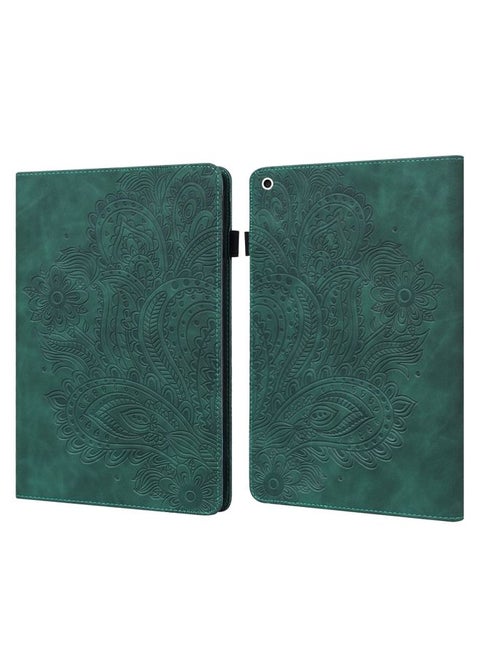 Case Cover For iPad 10.2 2021 / 2020 / 2019 Peacock Embossed Pattern TPU + PU Horizontal Flip Leather Case with Holder & Card Slots & Wallet & Sleep / Wake-up Function Green