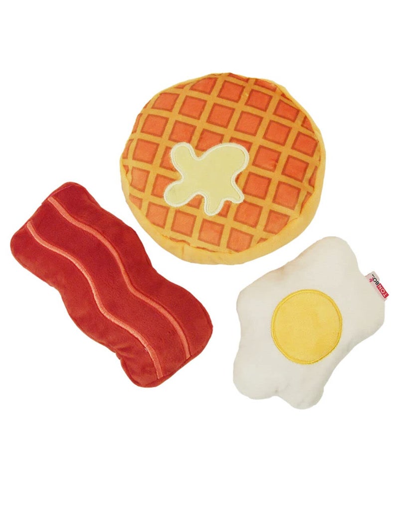 TONBO Plush Toys Combo Waffle Bacon Egg Rise and Shine for Small Breeds Dogs Lightweight Portable - Image 2