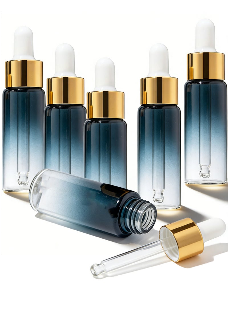 6-Piece Dropper Bottle Set, Golden Cap Gradient Dropper Bottles (20ml) , Glass Tincture Bottles for Essential Oils with Eye Droppers - Leak Proof Travel Bottles for Liquids - Image 1