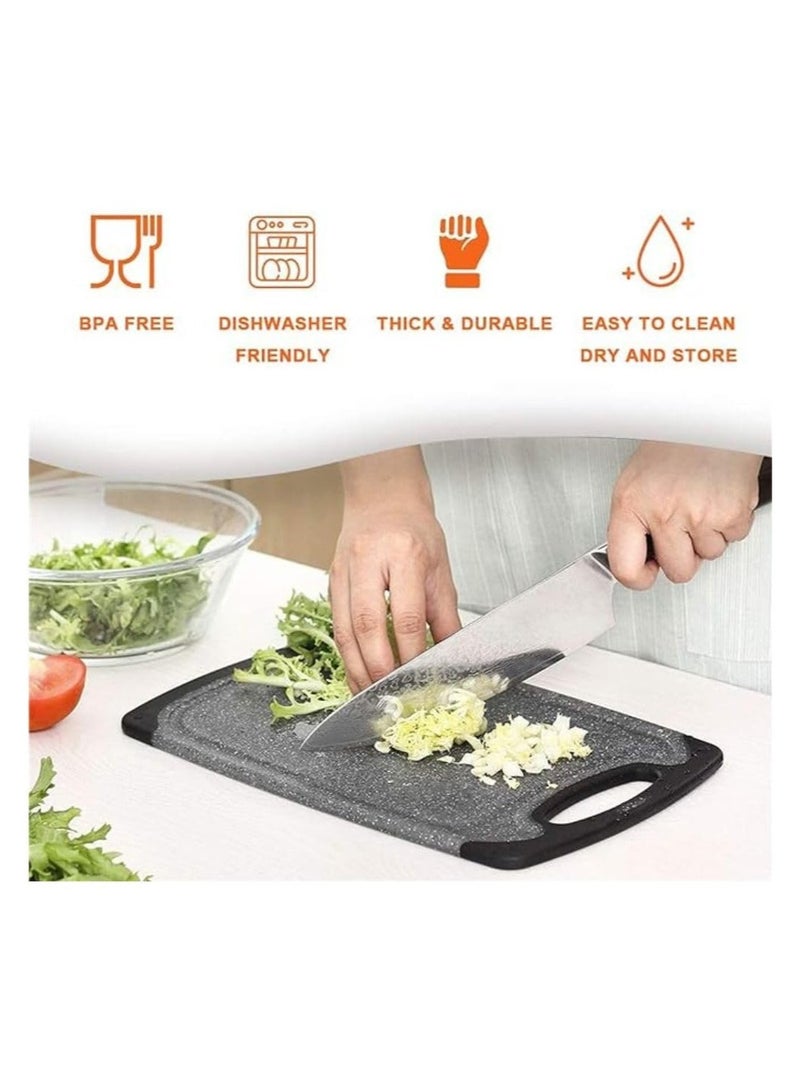 TEGRILO 3Pcs Chopping Board Set, Plastic Cutting Board BPA Free, Non-slip Easy Grip Handle Dishwasher Safe Cutting Boards For Kitchen with Juice Grooves for Meat Veggies Fruits Garlic Ginger (black) - Image 2