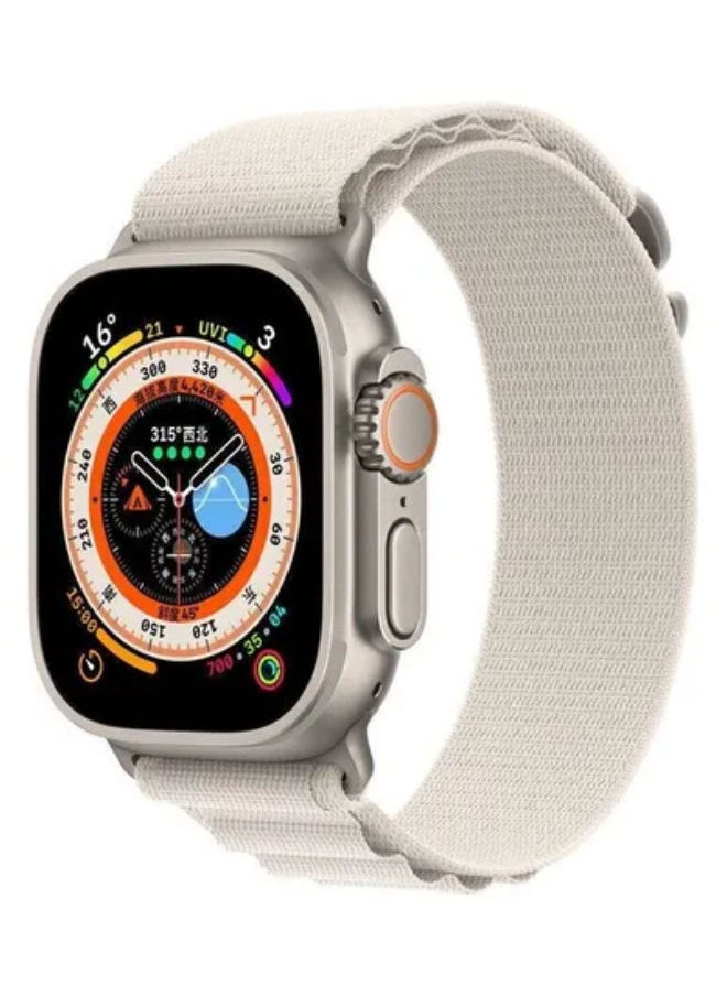 SHOPI - Nylon Compatible with Apple Watch Bands 49mm, Soft and Breathable Nylon G-hook Loop Buckle Watch Strap, Suitable for Apple watch Ultra Series 8 (Off White) Adjustable Size - Image 1