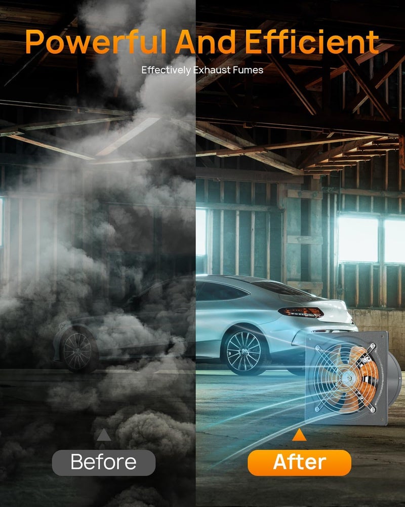 HG Power مروحة عادم 10 بوصة من HG Power 988 CFM، مروحة عادم مطبخ مثبتة على الحائط مع صمام منع الرجوع، معدنية قابلة للتركيب، مروحة تهوية عادم لاستخراج الأبخرة للعلية، الأقبية، السقف، الورشة، الصوبة الزراعية - Image 3