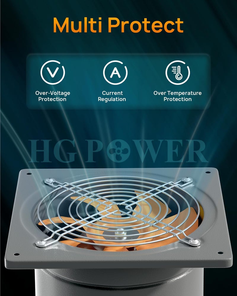 HG Power مروحة عادم 10 بوصة من HG Power 988 CFM، مروحة عادم مطبخ مثبتة على الحائط مع صمام منع الرجوع، معدنية قابلة للتركيب، مروحة تهوية عادم لاستخراج الأبخرة للعلية، الأقبية، السقف، الورشة، الصوبة الزراعية - Image 4
