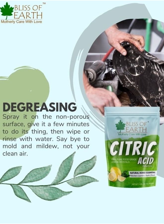 BLISS OF EARTH Bliss of Earth Anhydrous Citric Acid Powder For Food Bath Bombs Cleaning & Preserving 453GM  - Image 5