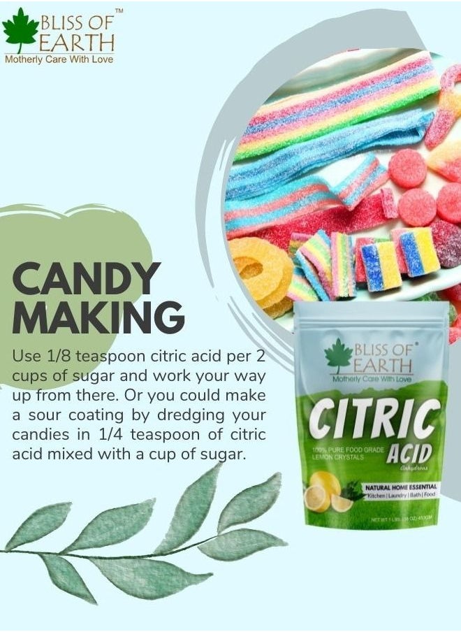 BLISS OF EARTH Bliss of Earth Anhydrous Citric Acid Powder For Food Bath Bombs Cleaning & Preserving 453GM  - Image 4