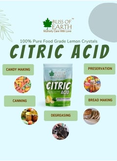 BLISS OF EARTH Bliss of Earth Anhydrous Citric Acid Powder For Food Bath Bombs Cleaning & Preserving 453GM  - Image 2