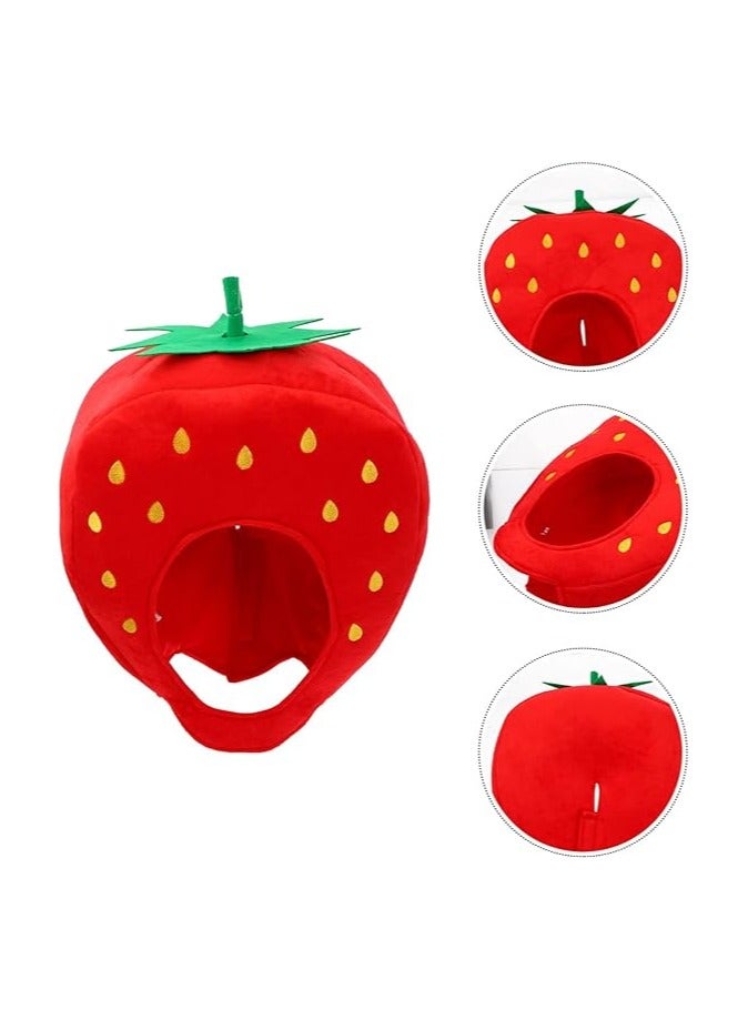general Strawberry Hat Funny Fruit Headwear, Strawberry Cosplay Hat Funny Fruit Hat Carnival Headgear Carnival Cosplay Dress Up Supply Party Supplies - Image 2