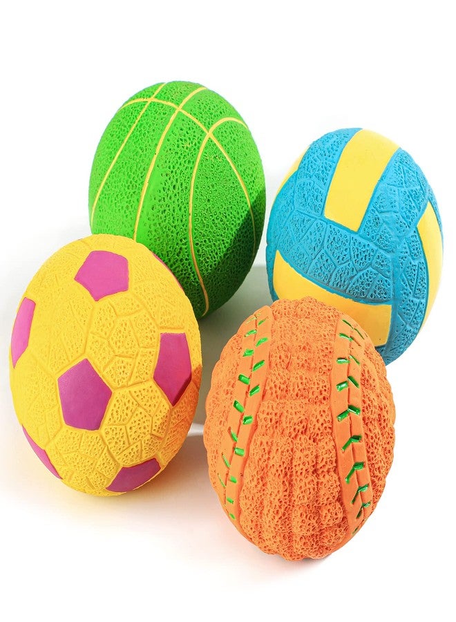 SCHITEC Squeaky Dog Balls, [4 Pack] Interactive Latex Rubber Squeak Dog Toys, 2.4'' Soft Bouncy Fetch Play Ball Toy for Small Dogs Puppies - Image 1
