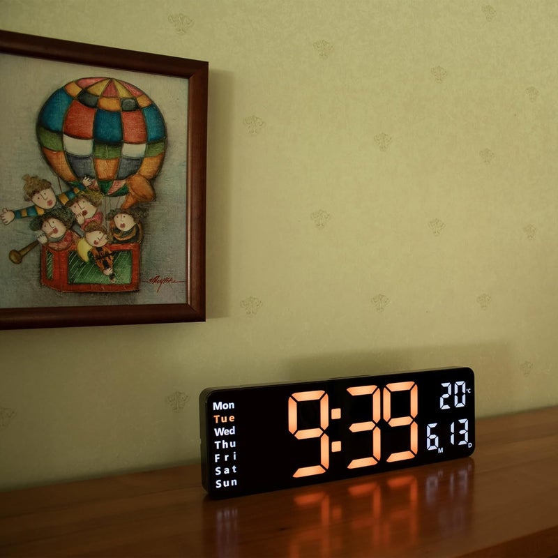 Opis Technology Opis Digital Wall Clock 1 XL Giant LED Digital Wall Clock with Temperature and Luminous Display in OrangeWhite - Image 4