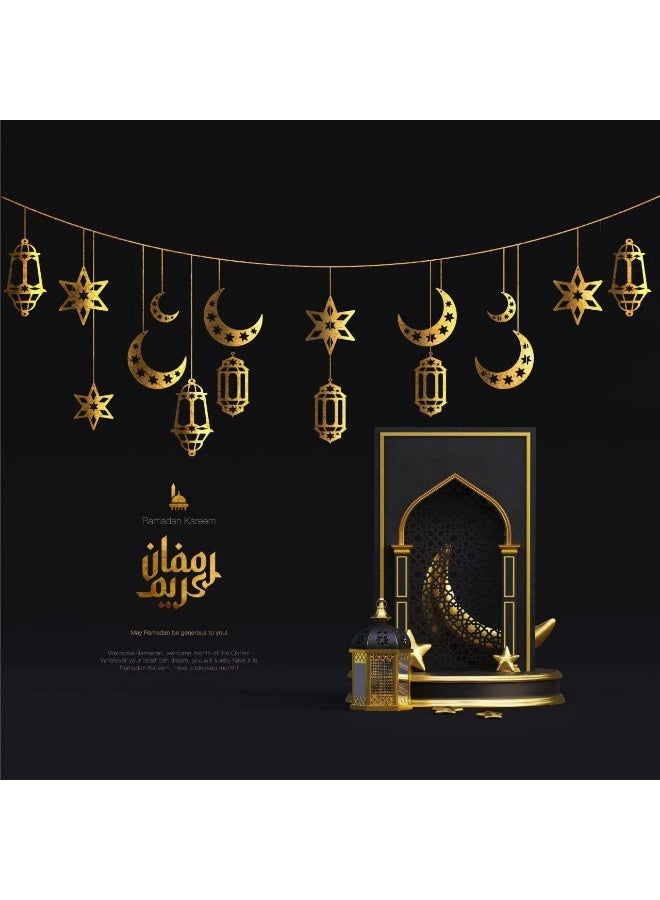 زينة رمضانية معلّقة بتصميم أنيق من الأهلة والنجوم والفوانيس تضيف إحساس بالبهجة والروحانية للمكان، سواء في البيت أو الكافيه أو المطعم. - Image 5