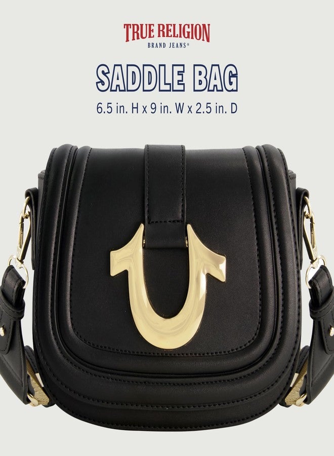 True Religion Saddle Bag, Women's Crossbody Purse with Adjustable Shoulder Strap, Black - Image 2