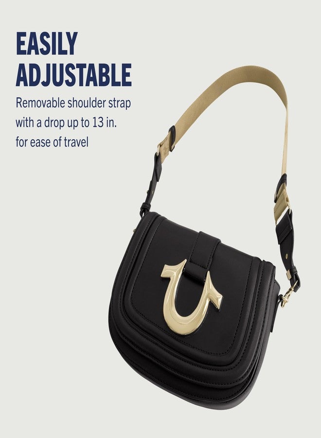 True Religion Saddle Bag, Women's Crossbody Purse with Adjustable Shoulder Strap, Black - Image 4