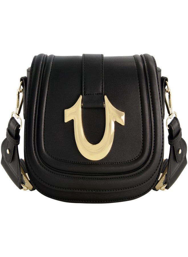True Religion Saddle Bag, Women's Crossbody Purse with Adjustable Shoulder Strap, Black - Image 1