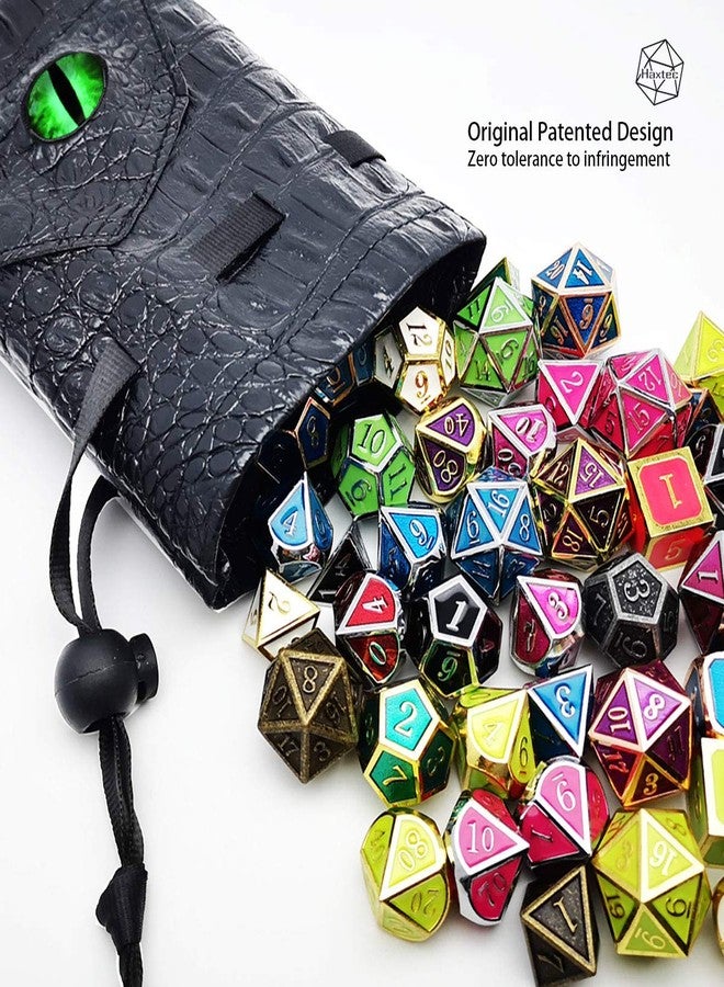 Haxtec Dragon Eye Dice Bag Leather Drawstring DND Dice Storage Pouch Compatible with Dungeons and Dragons Travel Dice Bag D&D Gift fo Dragon Lovers, Coins and Accessories (Venom-Green Eye) - Image 3