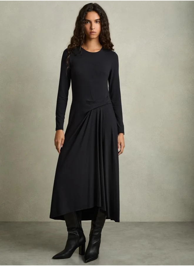 REISS Ruched Plain Midi